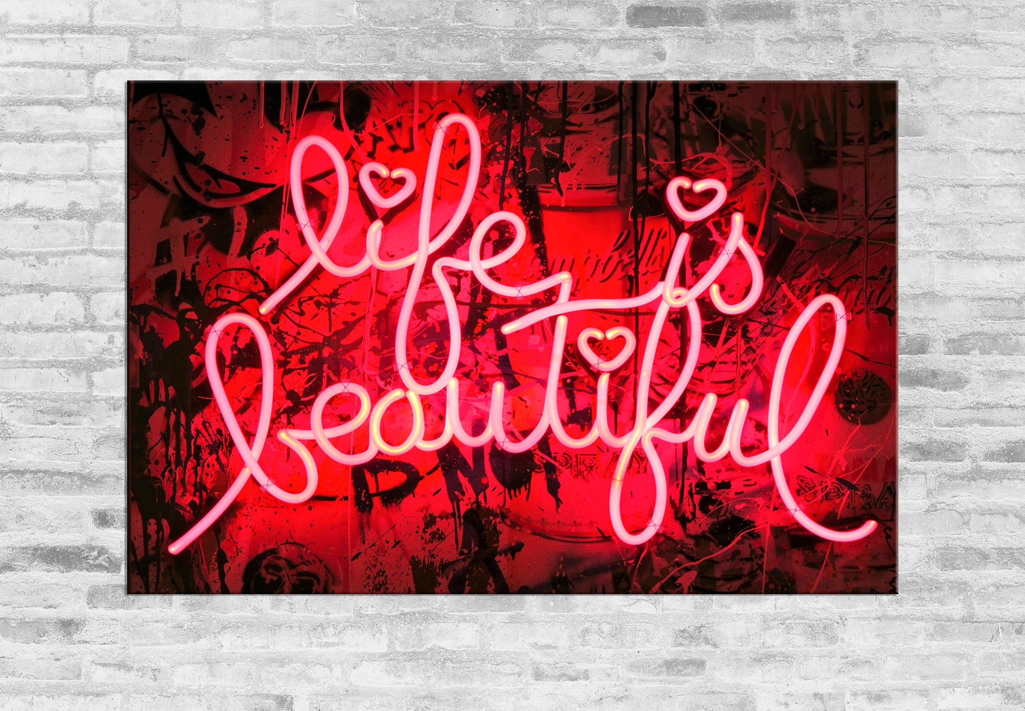 Life is Beautiful canvas wall art Neon sign PRINT abstract Etsy