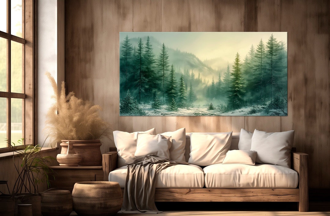 Forest Canvas Wall Art Pine Tree Print Snowy Forest Nature Wall Art ...