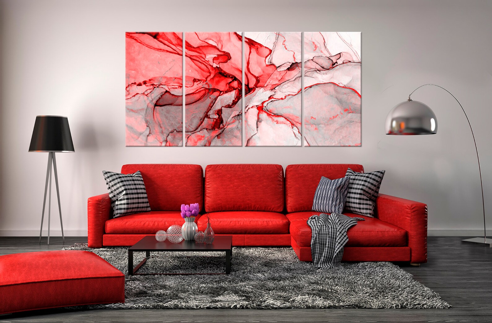 Red Canvas Print Red Wall Art Marble Wall Decor Abstract - Etsy