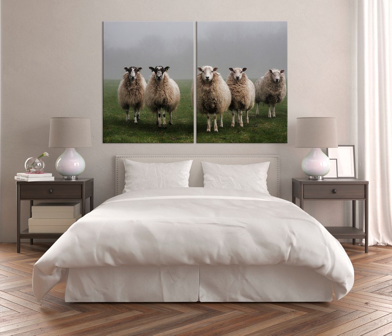Sheep Canvas Wall Art Animals Print Rustic Decor Farm Wall Art Etsy