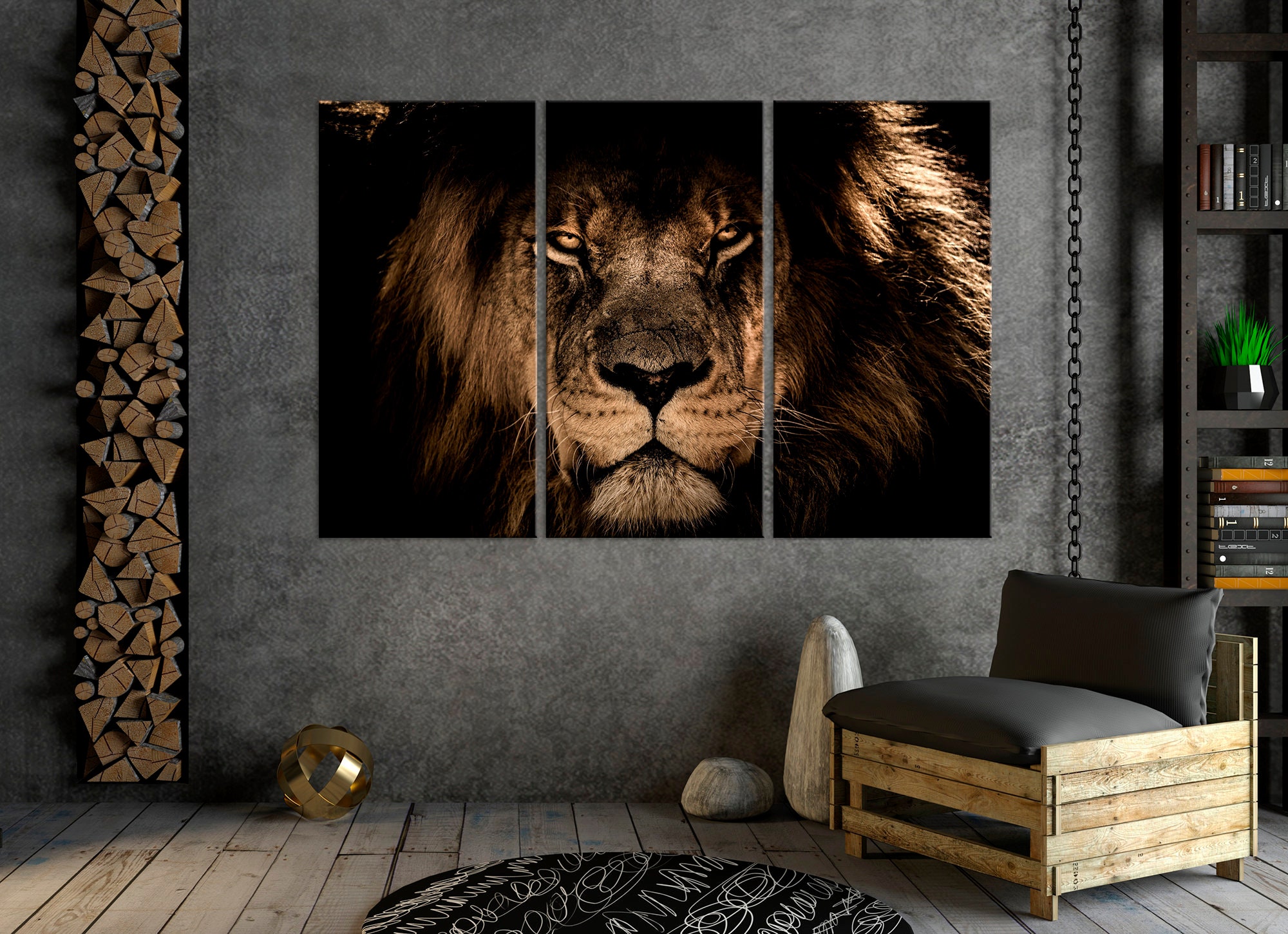 Lion Canvas Art Wild Animals Print Lion Painting Lion Wall - Etsy UK