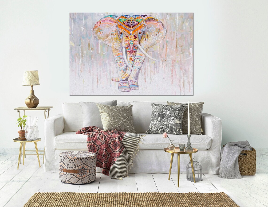 Elephant painting Abstract Indian wall art Modern art Elephant | Etsy