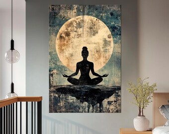 Yoga canvas wall art Calming print Yoga room decor Wellness art Yoga painting Zen decor yoga gifts Meditation Print Large Housewarming gift