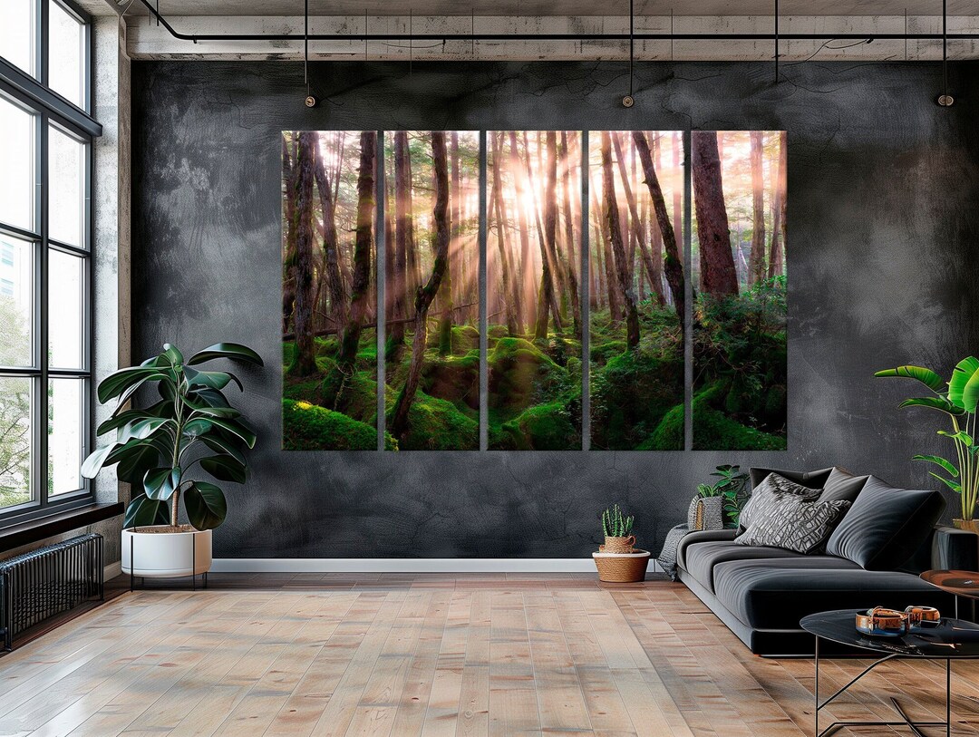 Forest Canvas Wall Art Tree Print Pine Forest Sunrise Nature Wall Art ...