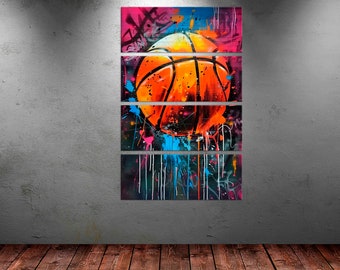 Quadro Basketball Graffiti - 30x40cm - Poster Emoldurado - Decor Quarto