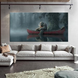 Sasquatch Canvas Wall Art: Bigfoot Print - Native American Style Decor