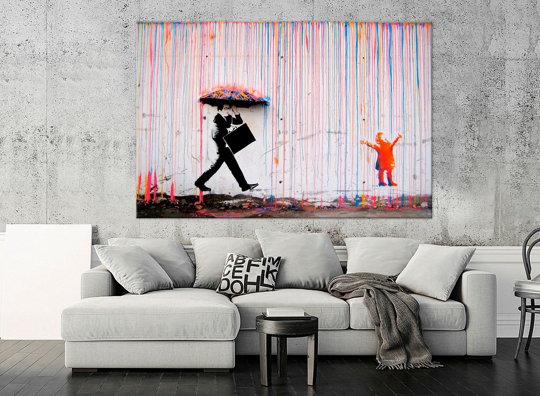 Graffiti Canvas Wall Art Coloured Rain Print Street Art Abstract ...