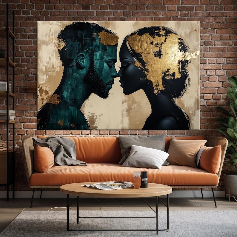 Couple in Love Canvas Wall Art: Black Romance Print (multiple Sizes ...