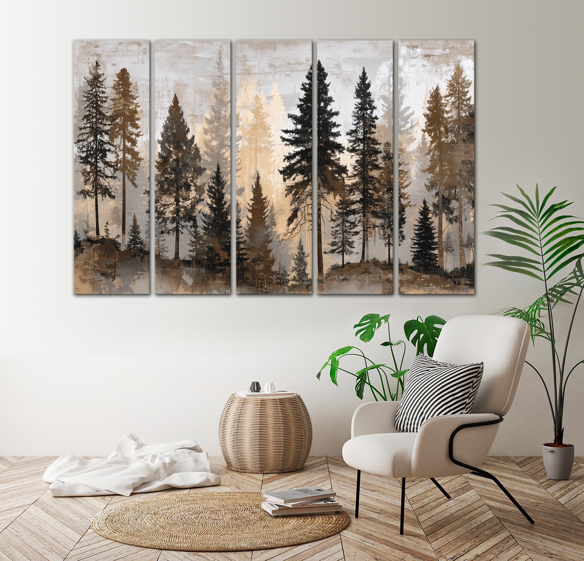 Moody Forest Large Canvas Wall Art Print Apartment Decor Pine Trees ...
