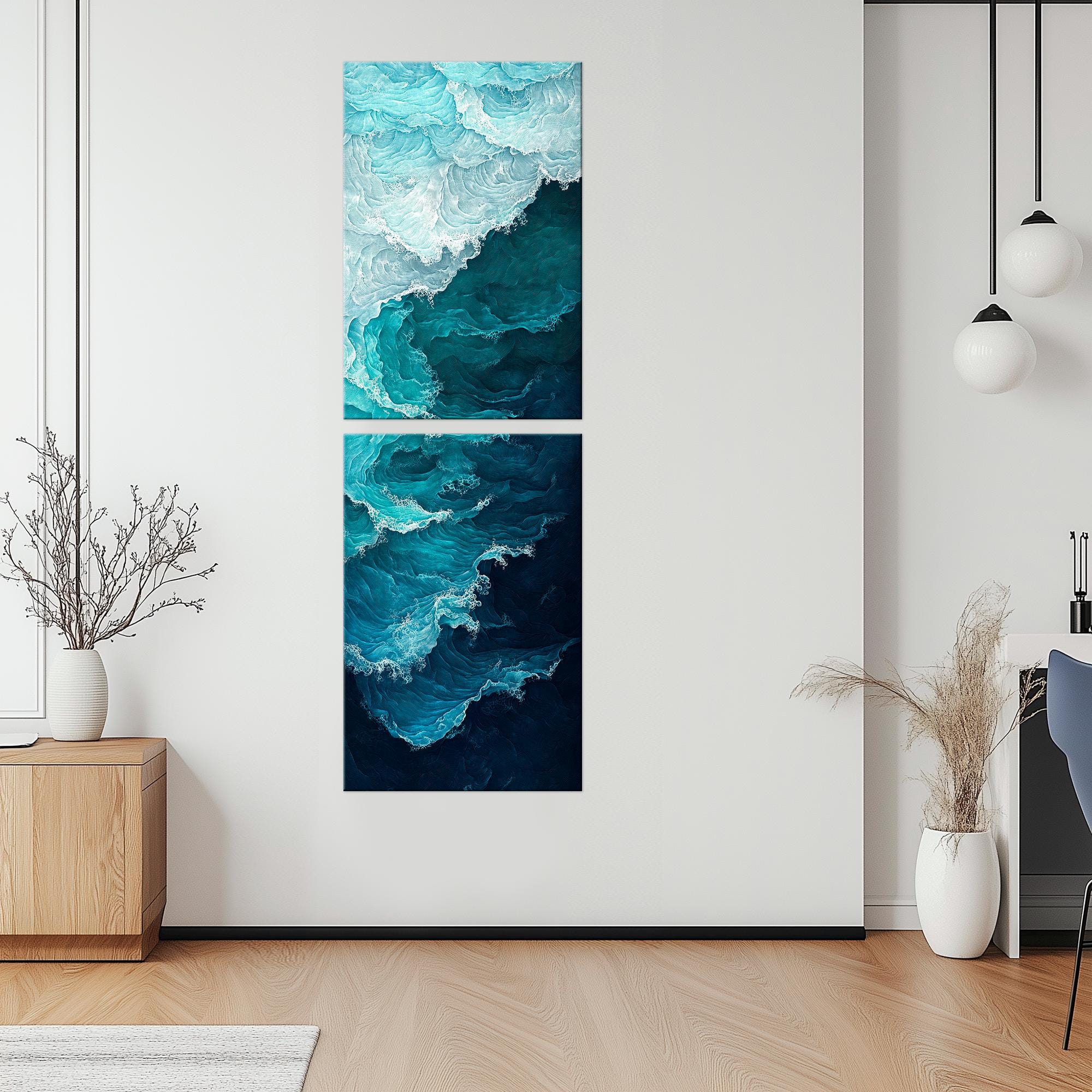 Buy Abstract Ocean Wave Canvas Wall Art Long Narrow Wall