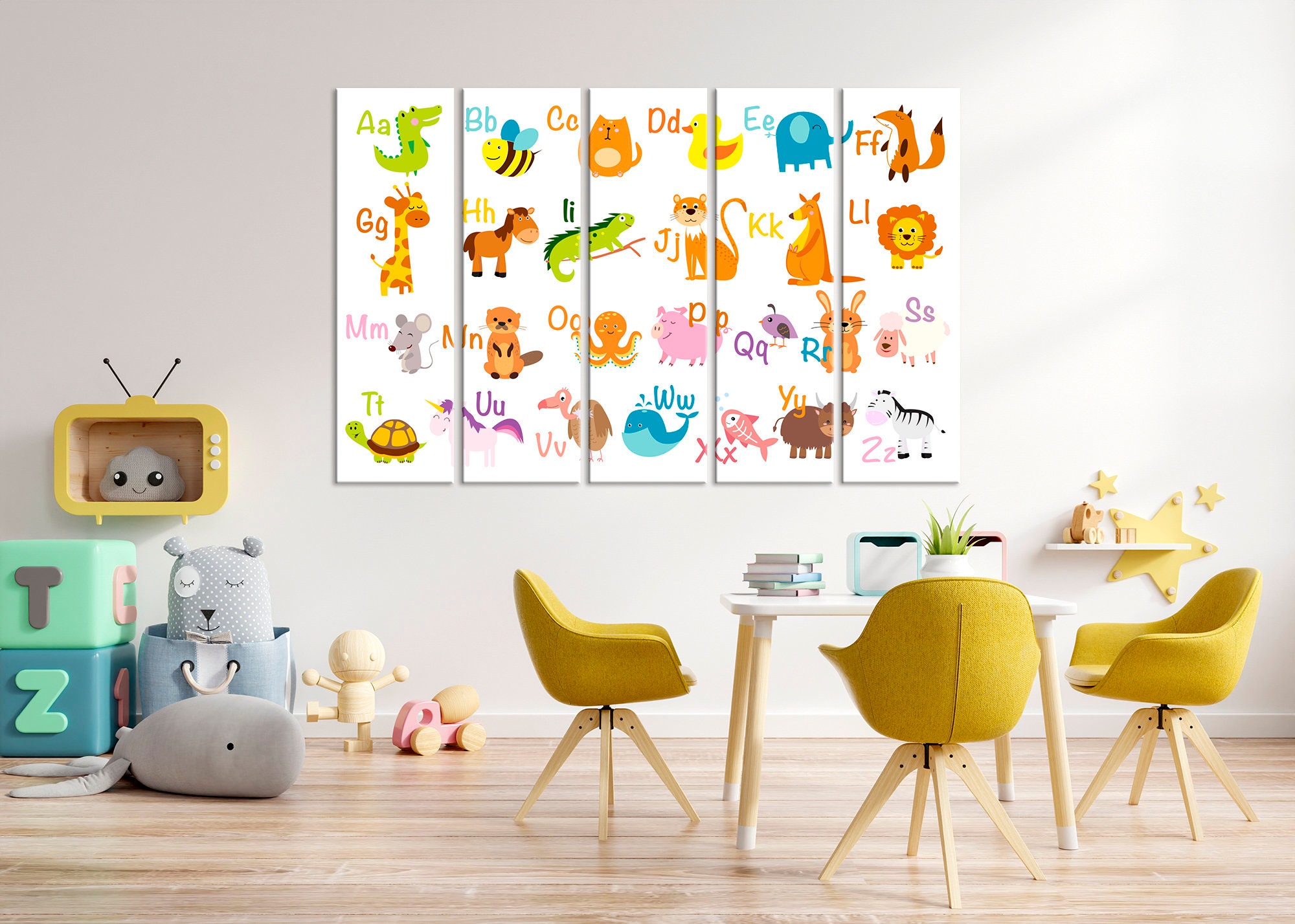 Animal Alphabet Canvas Wall Art ABC Poster Educational Print Kids ...