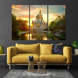 Fairy Castle canvas wall art Princess decor Cinderella Royal Castle print Girls room painting Fantasy Castle Large art Housewarming Gift