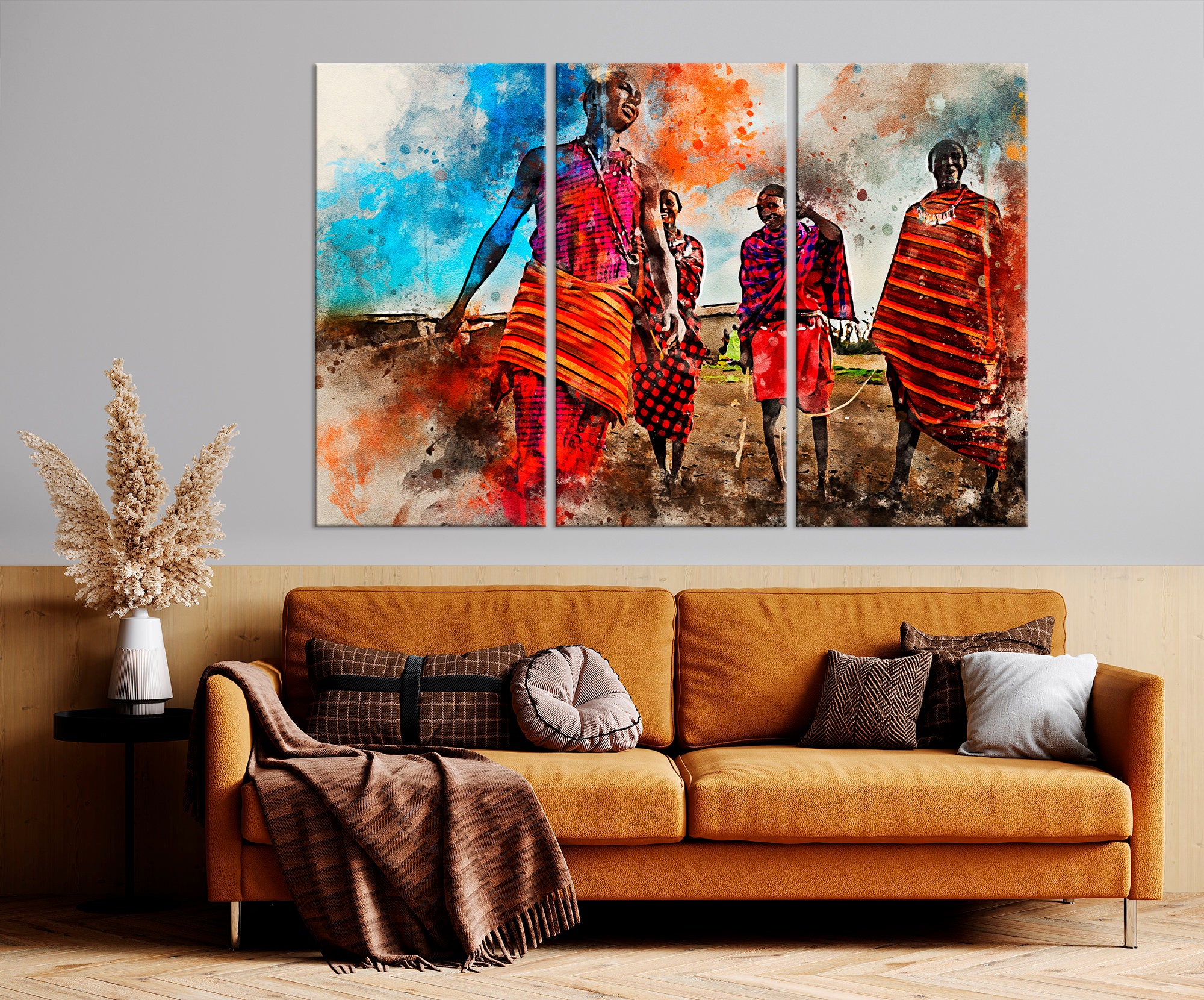 African art Modern home decor Watercolor painting PRINT Etsy