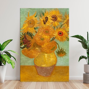 Van Gogh Sunflowers canvas wall art Reproduction print Yellow flowers wall decor Sunflowers painting Yellow home decor Classic fine Art