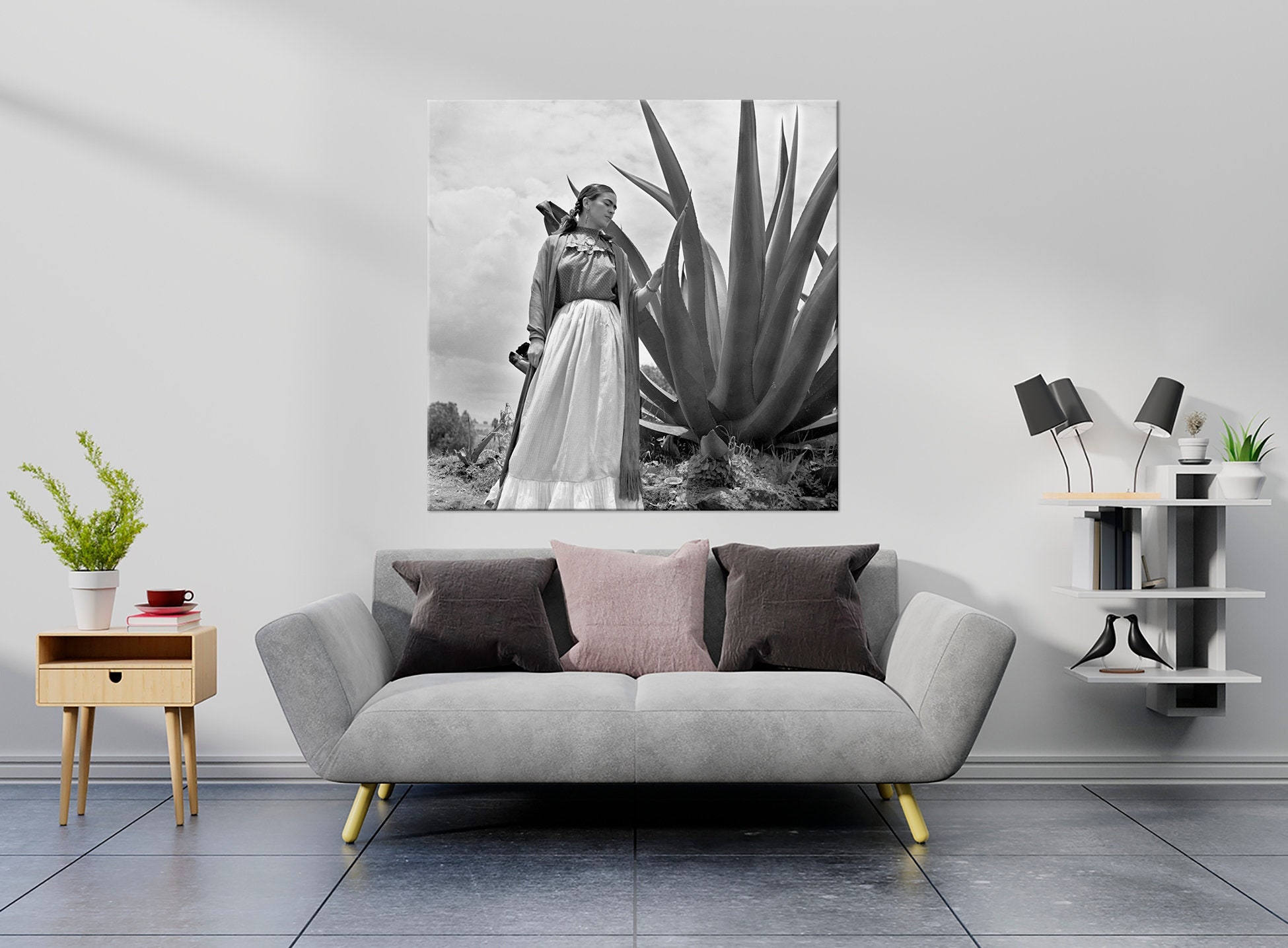 アート Mexican Art Friida Agave Canvas Print Black White Decor Mexican
