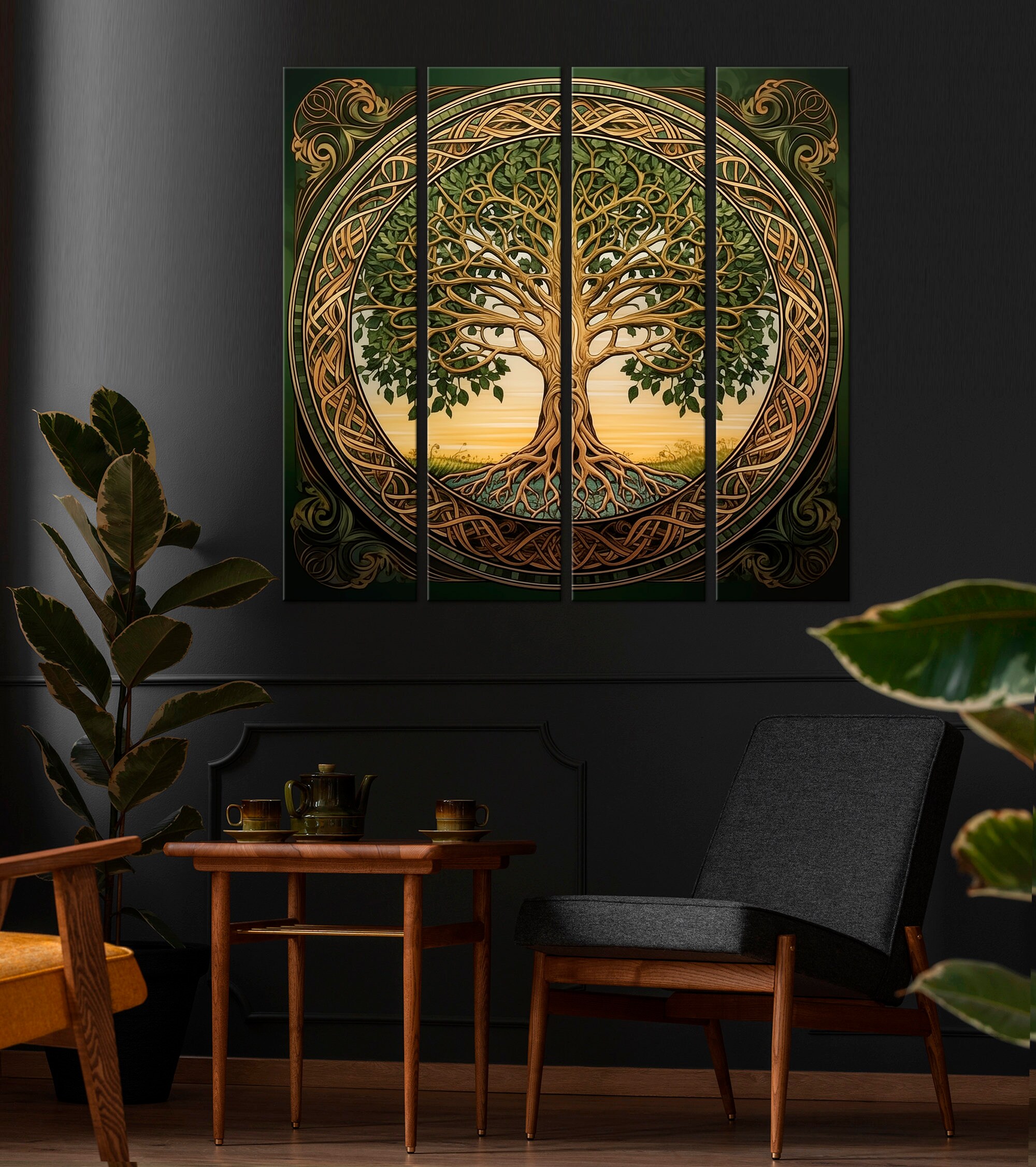 Tree of Life Canvas Wall Art Yggdrasil Print Tree Painting Celtic Wall ...
