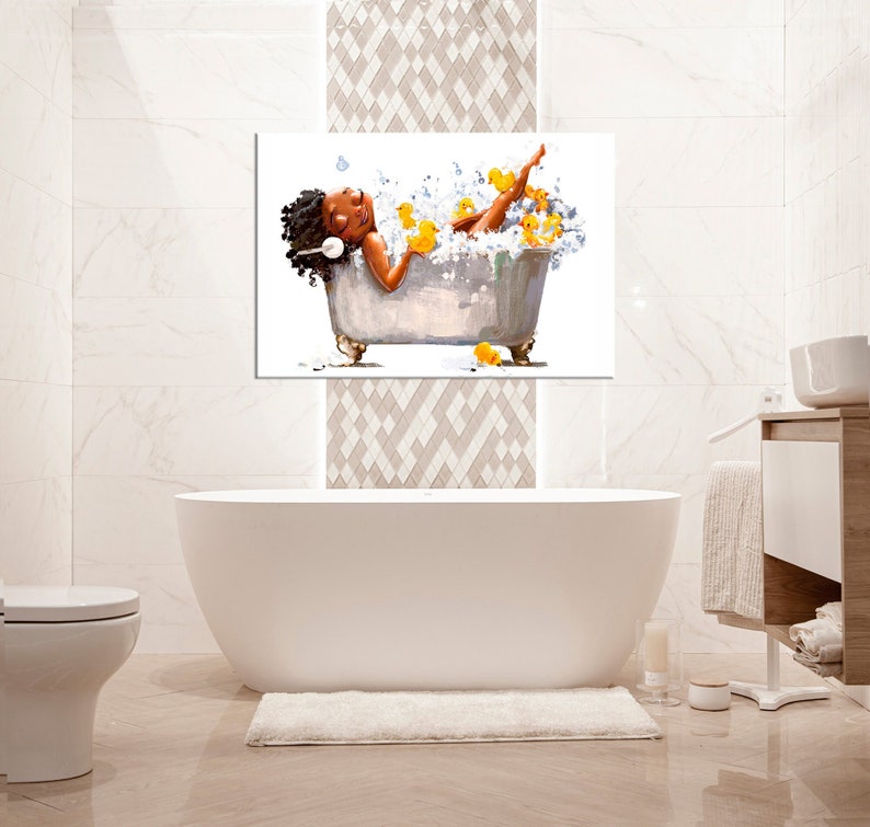 Bathroom Canvas Print African Woman in Bath Bathroom Wall Art - Etsy