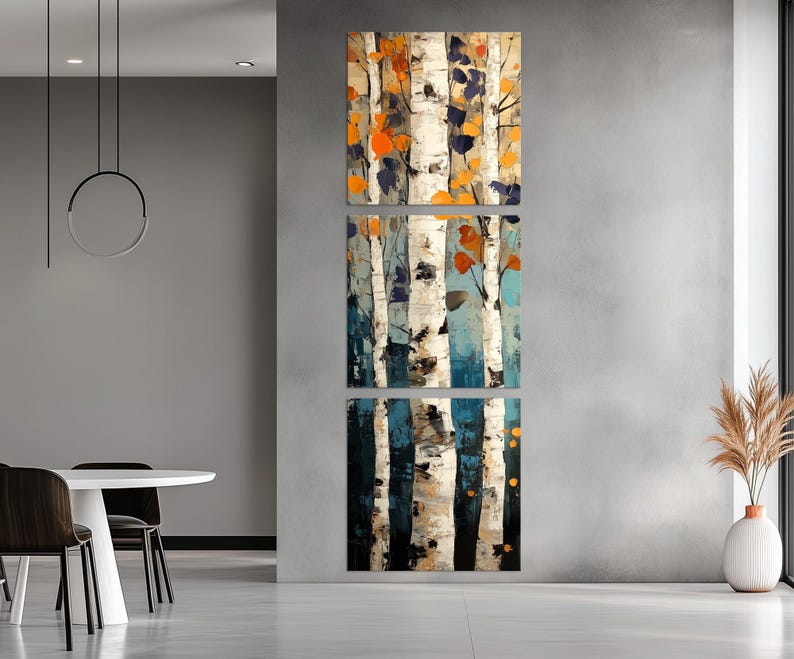 Birch Tree Canvas Wall Art: Autumn Aspen Forest Print Tall Narrow Decor ...