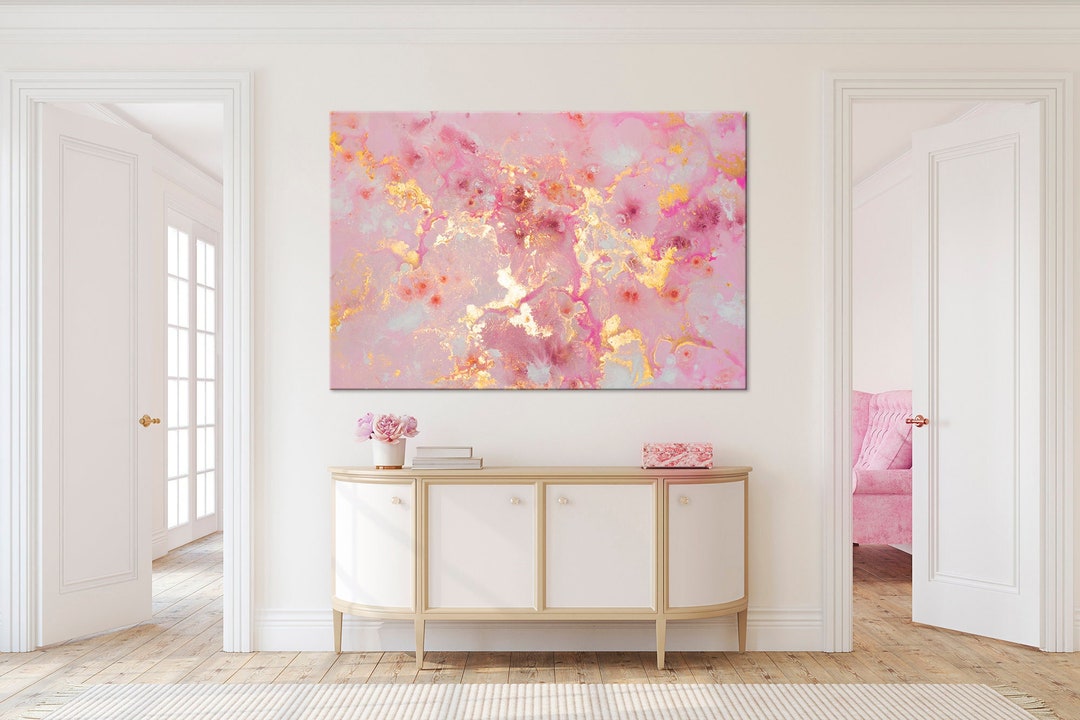 Abstract Wall Art Pink Gold Canvas Print Luxury Wall Art Multi Panel