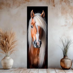 Horse canvas wall art Farmhouse decor Original painting Horse print Tall Narrow wall art Animal Modern Rustic Large Art Housewarming gift