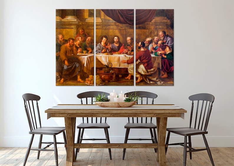 Christian Wall Art Last Supper Painting Jesus Canvas Print Etsy