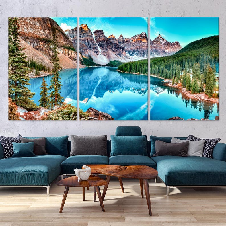 Mountain Landscape canvas wall art Banff National Park Canada print Nature wall decor Lake house Living room decor Large Housewarming gift