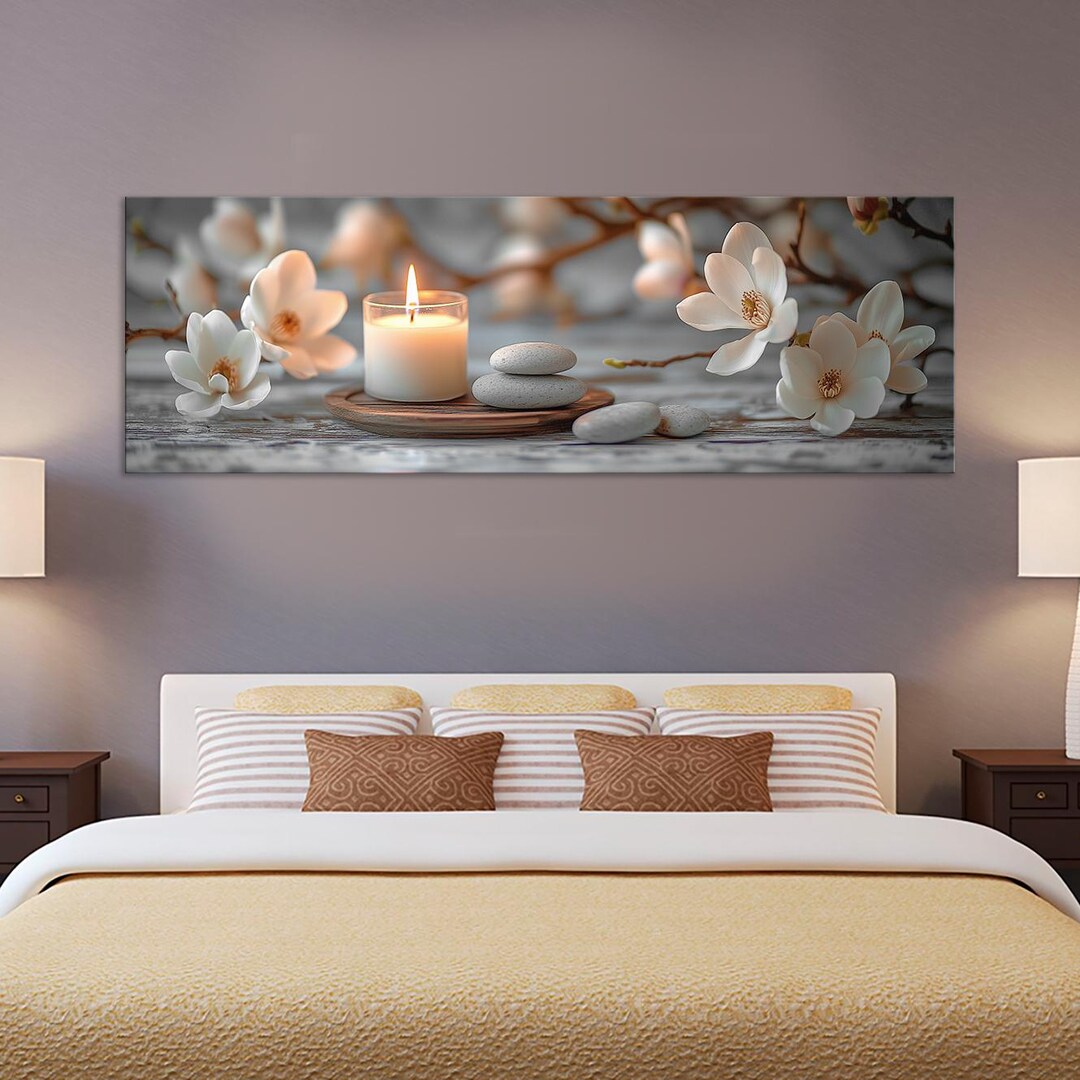 Canvas Wall Art: Spa Zen Stones With Magnolia Flowers Print Salon Decor ...