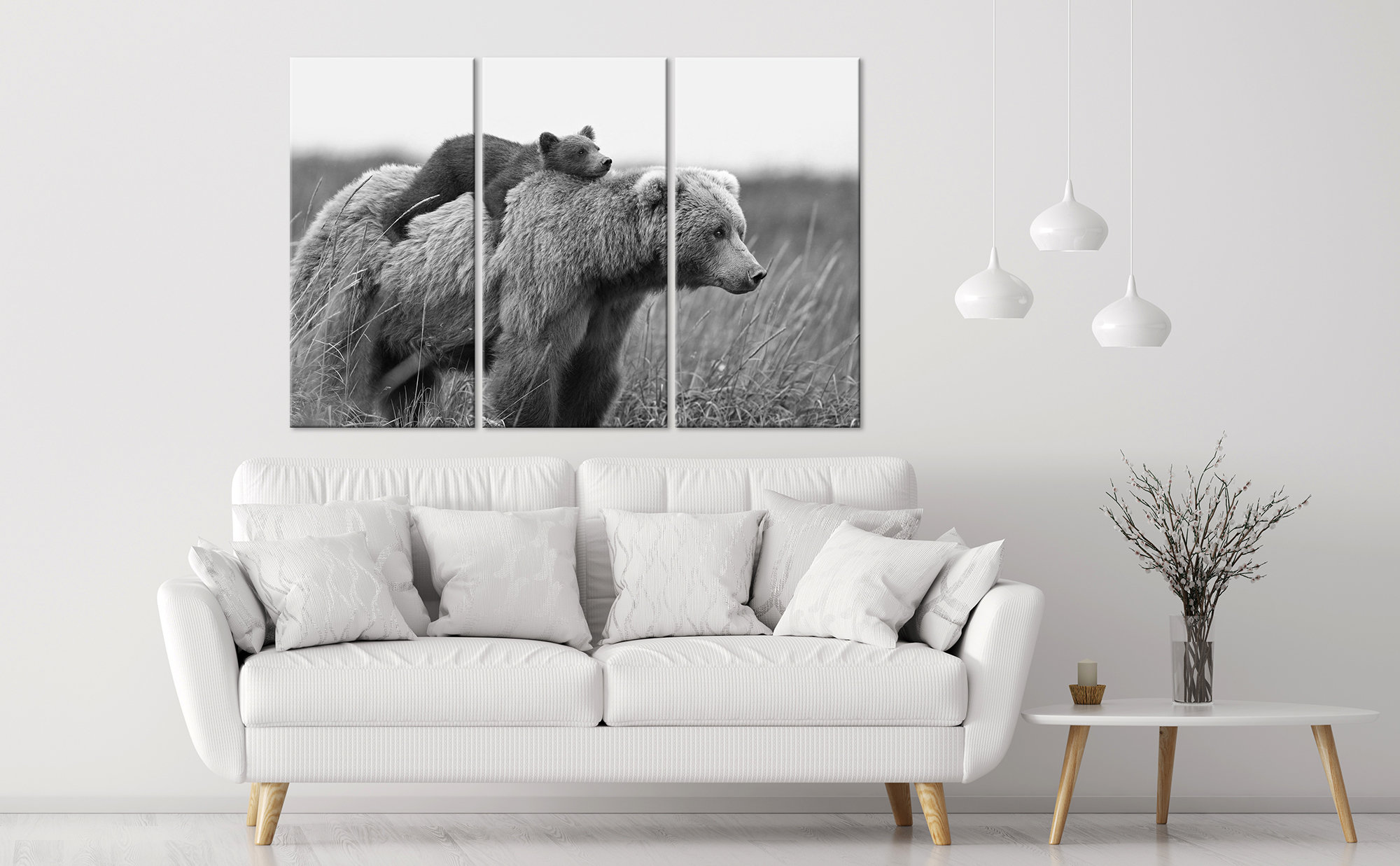 Bear canvas wall art Bear Cub Nursery wall decor Brown bear Funny Animal wall art Kids room decor Baby Animal black white print