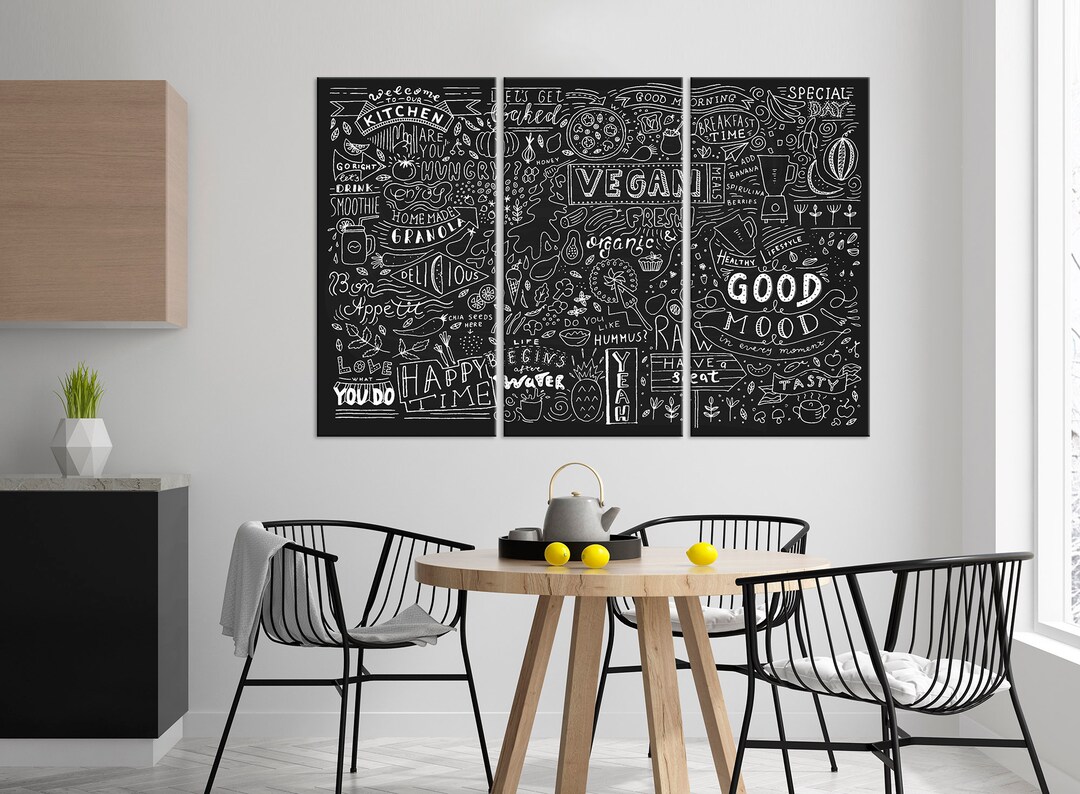 Chalkboard Kitchen Wall Art Kitchen Multi Panel Canvas Kitchen - Etsy