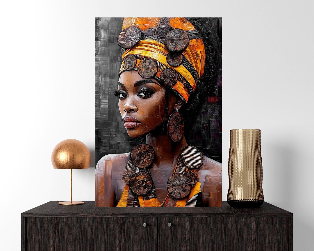 African Woman Canvas Wall Art Black Woman Abstract Painting African ...