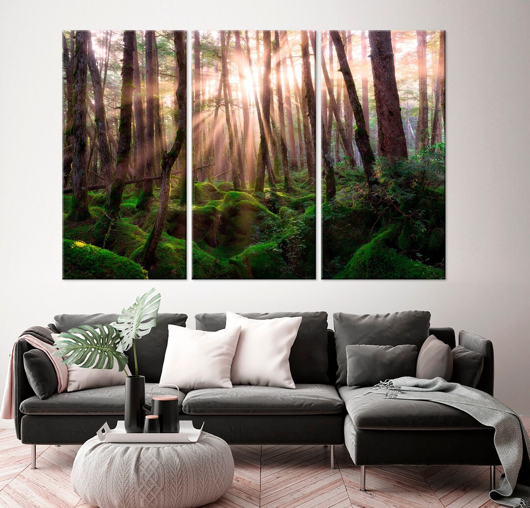 Forest Canvas Wall Art Tree Print Pine Forest Sunrise Nature Wall Art ...