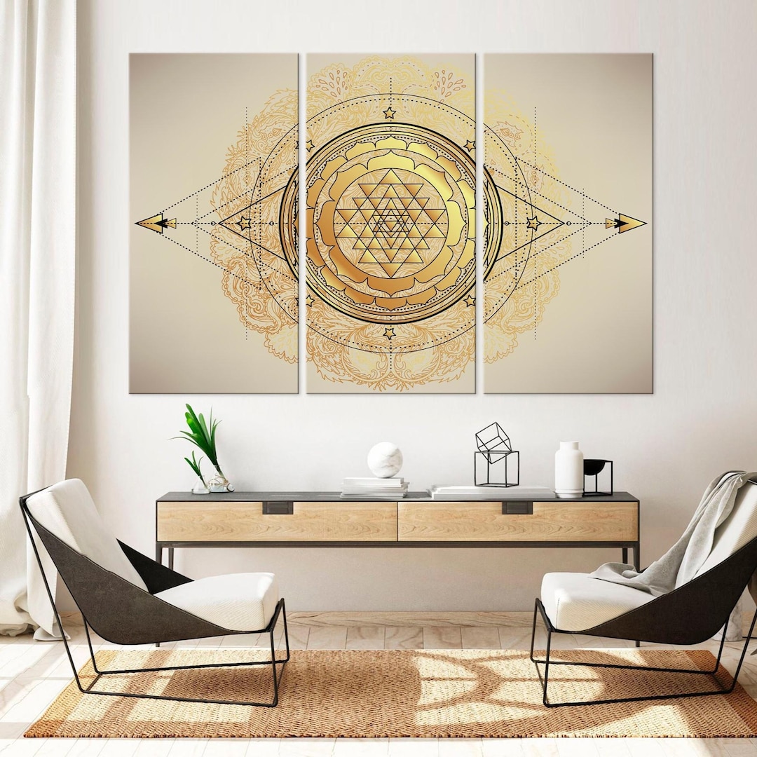Sacred Geometry Sri Yantra Canvas Art – Yoga Meditation Wall Decor ...