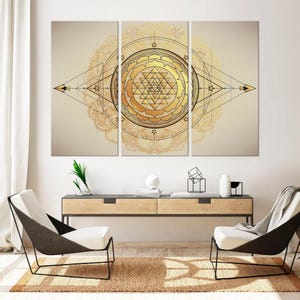 SACRED GEOMETRY canvas wall art Sri Yantra print Yoga art Meditation wall decor Hindu art Kundalini Yoga Large canvas art Shri Chakra