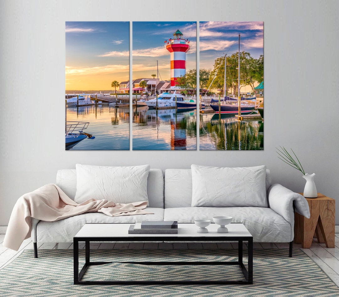 Lighthouse Canvas Wall Art Hilton Head South Carolina Print Etsy