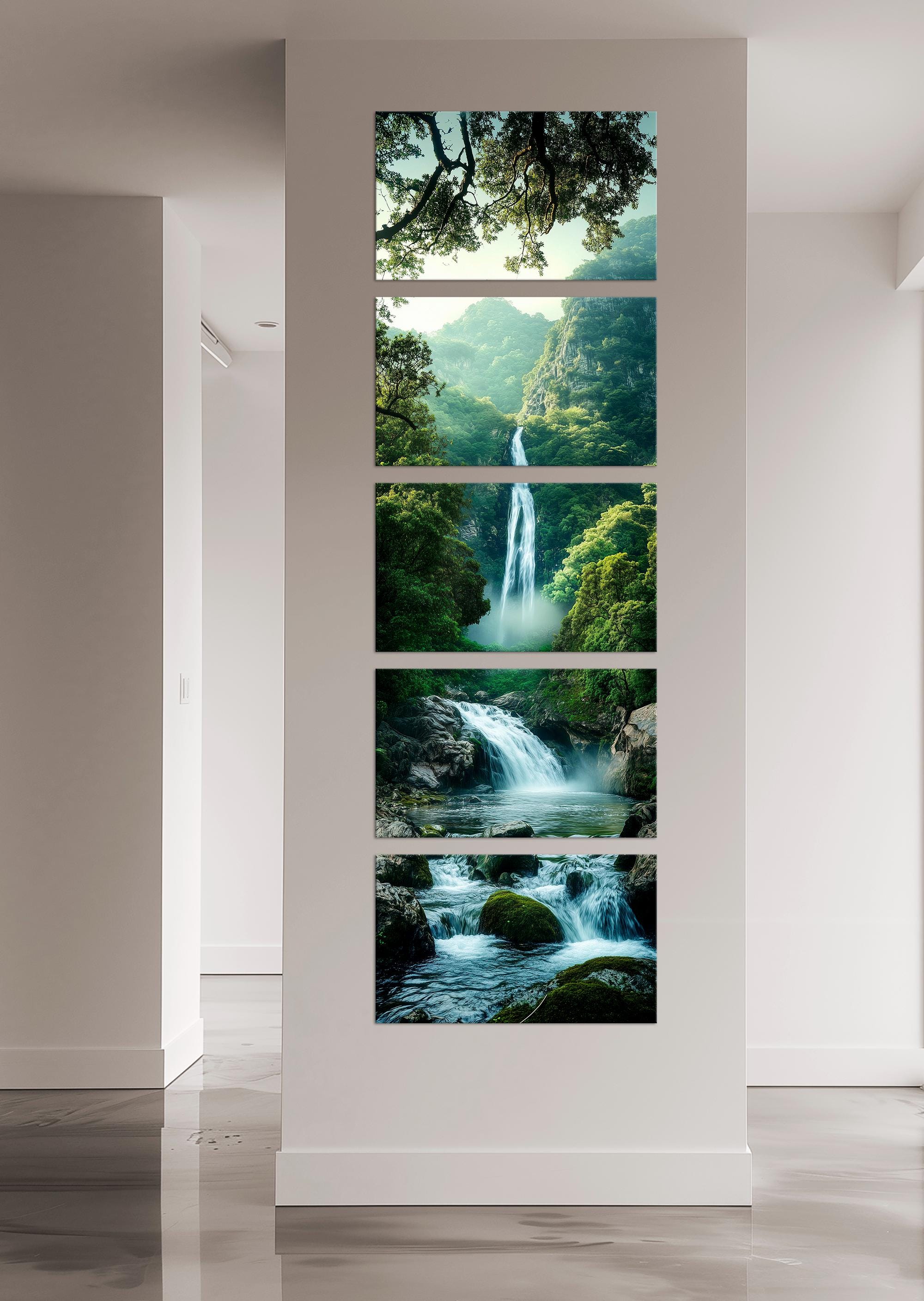 Waterfall Canvas Wall Art Tall Narrow Decor Waterfall Painting Print ...