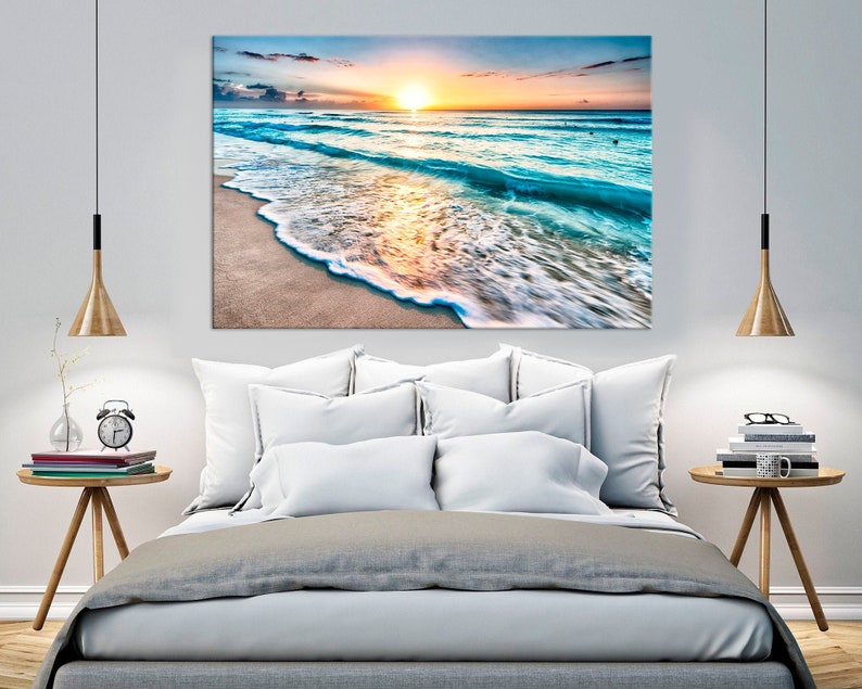 Ocean Beach Canvas Print Sunset Wall Art Sunrise Large Canvas - Etsy