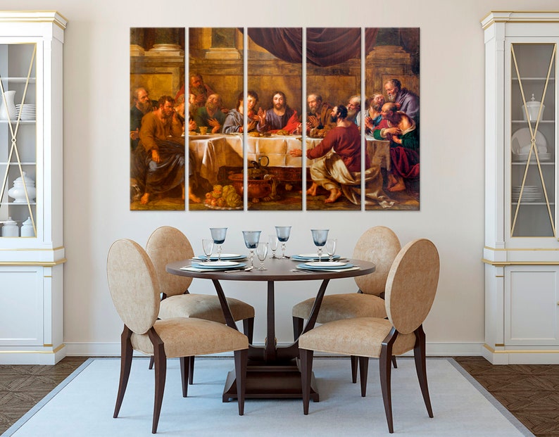 Christian Wall Art Last Supper Painting Jesus Canvas Print Etsy