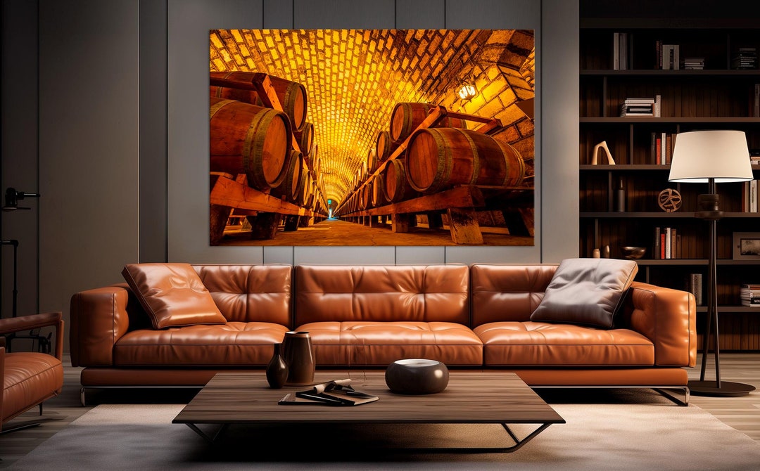 Wine Canvas Wall Art Wine Barrel Canvas Print Wine Cellar Decor Wine ...