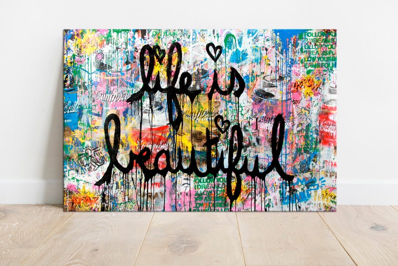 Life is Beautiful Large Canvas Art Inspirational Wall Art Etsy