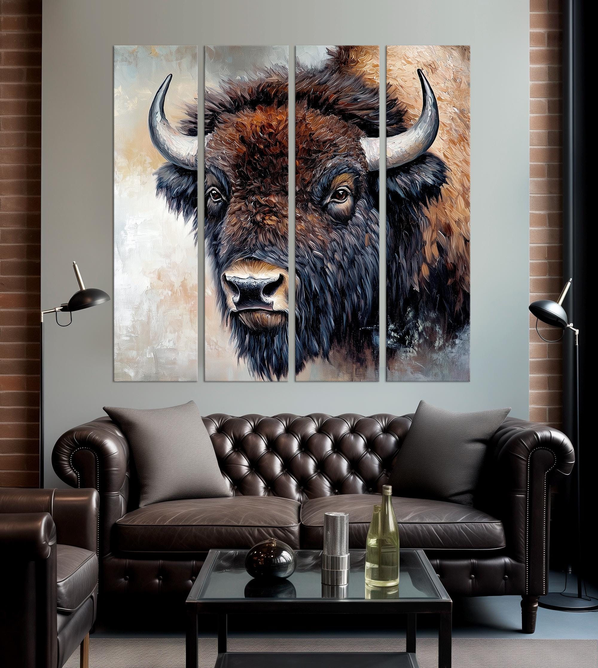 Bison Canvas Wall Art American Buffalo Print Abstract Bison Original ...
