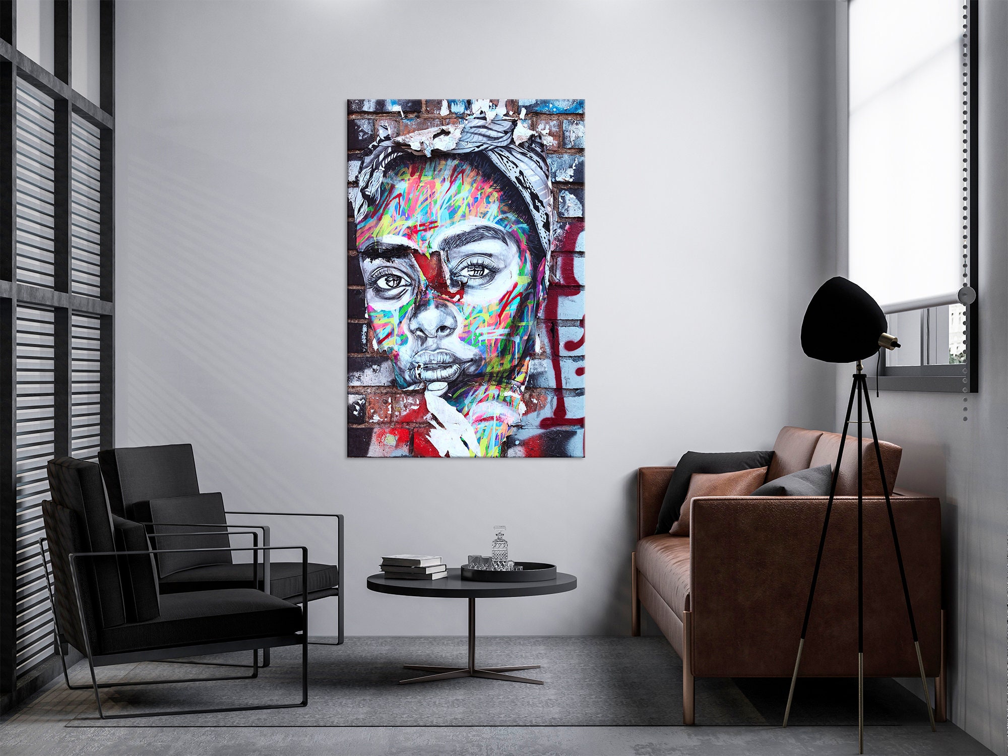 Graffiti wall art African American art Black Woman Modern art Etsy