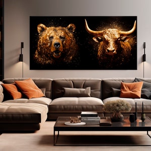 Bull Bear Canvas Wall Art: Stock Market Print, Office Decor, Finance Art immagine 2