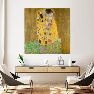 Gustav Klimt Canvas Print Kiss wall art Classic Painting Anniversary gift Love wall decor Valentines Day Gift Kiss Bedroom Canvas wall art