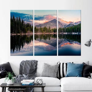 Rocky Mountain National Park canvas print Bear Lake Colorado painting Nature wall art Landscape Large Housewarming gift Mountain wall decor