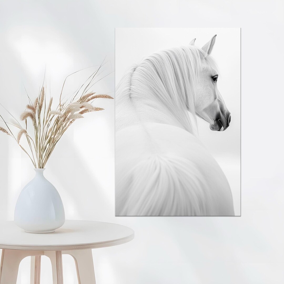 White Horse Canvas Wall Art Farmhouse Decor Horse Print Original ...