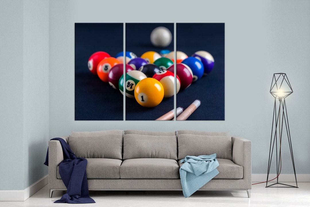 Pool Table Canvas Wall Art Billiard Print Pool Room Decor Man Cave ...
