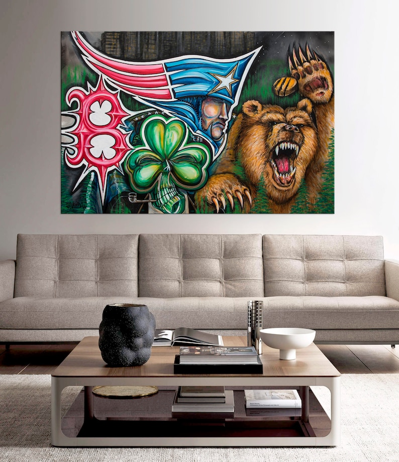 Boston Sports Wall Art Baseball Football Hockey Basketball Etsy