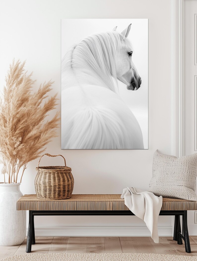 White Horse Canvas Wall Art Farmhouse Decor Horse Print Original ...