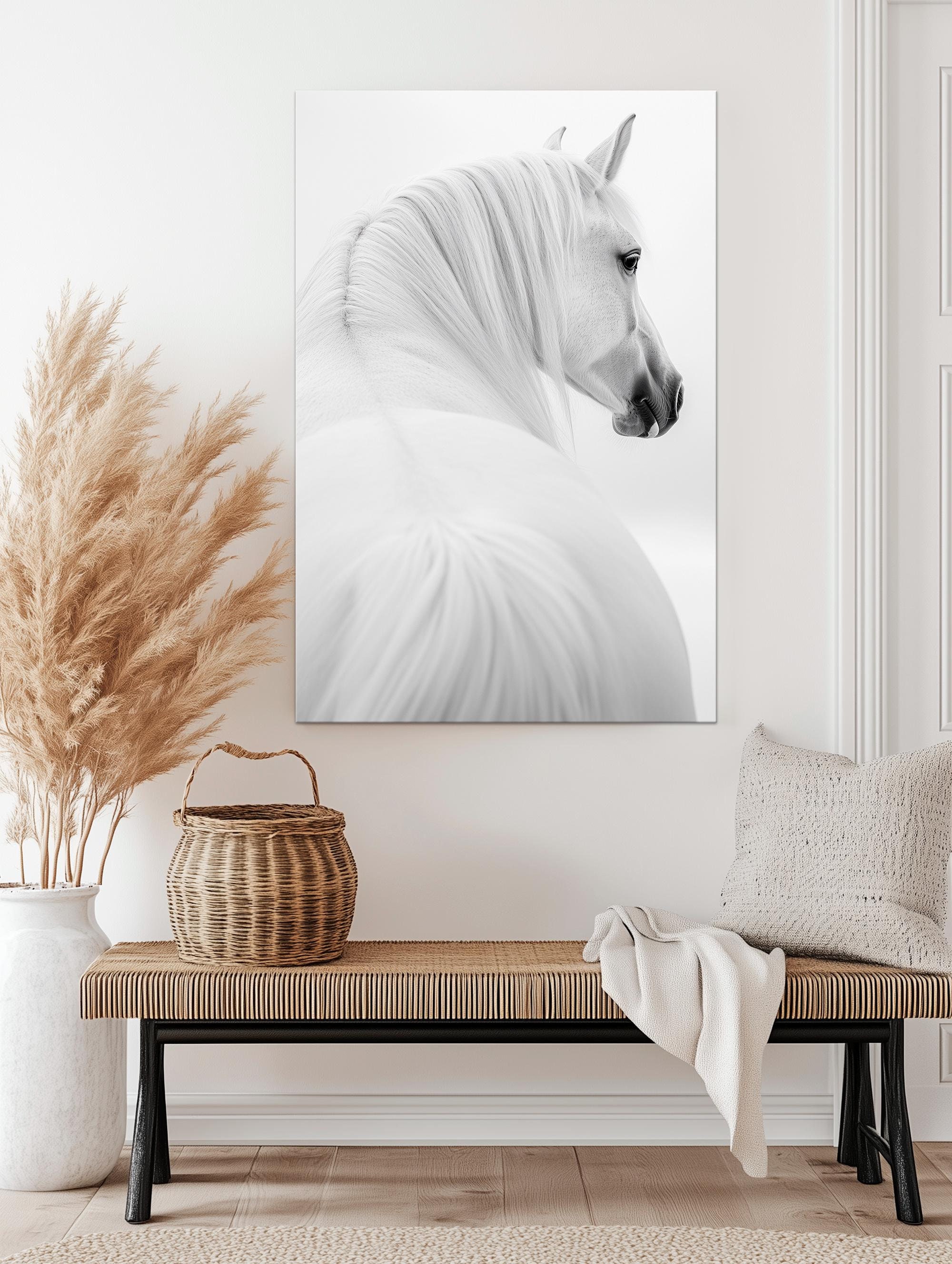 White Horse Canvas Wall Art Farmhouse Decor Horse Print Original ...