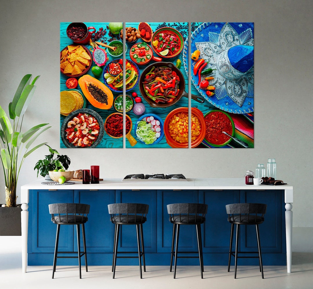 Mexican Food Canvas Print Kitchen Wall Art Gift for Chef Mexico and ...